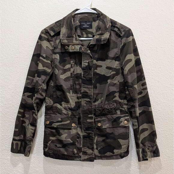 Love Tree Jackets & Blazers - Love Tree Womens Camo Jacket Small Pockets Zip Button Lightweight Cinch Waist